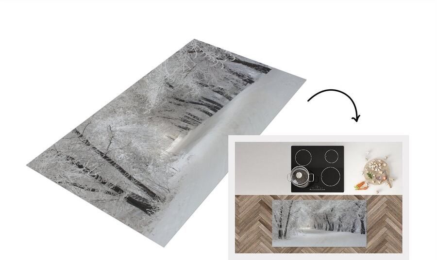 KitchenYeah Keukenloper Loper keuken Bomen Sneeuw Winter 120x60 cm Keukenloper vinyl