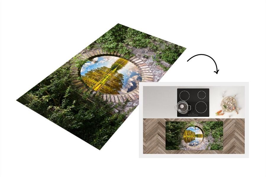 KitchenYeah Keukenloper Loper keuken Bomen Water Doorkijk 120x60 cm Keukenloper vinyl