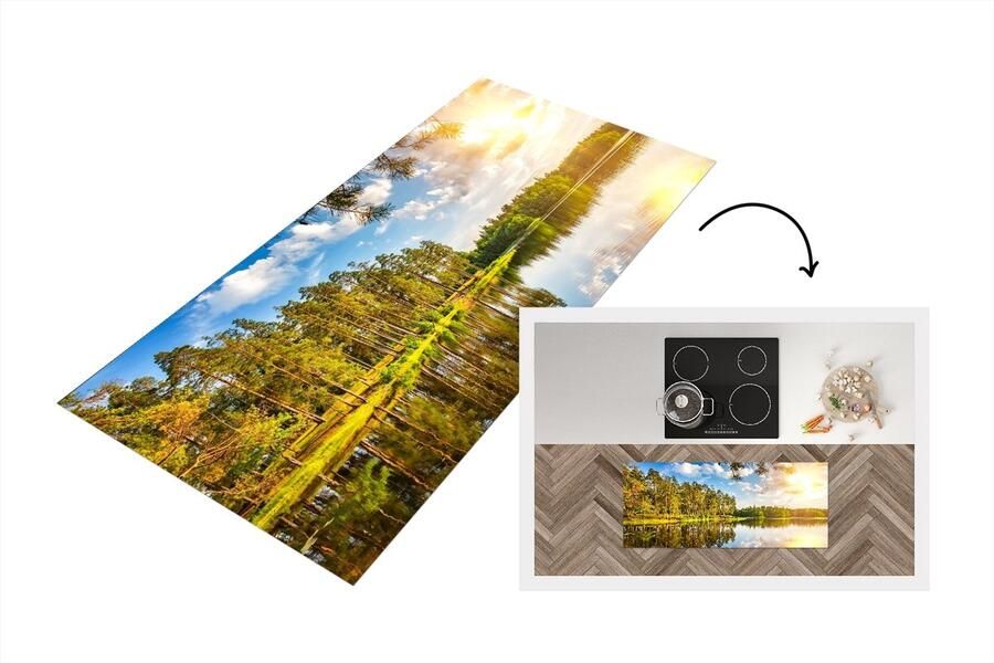 KitchenYeah Keukenloper Loper keuken Bomen Water Zon 120x50 cm Keukenloper vinyl