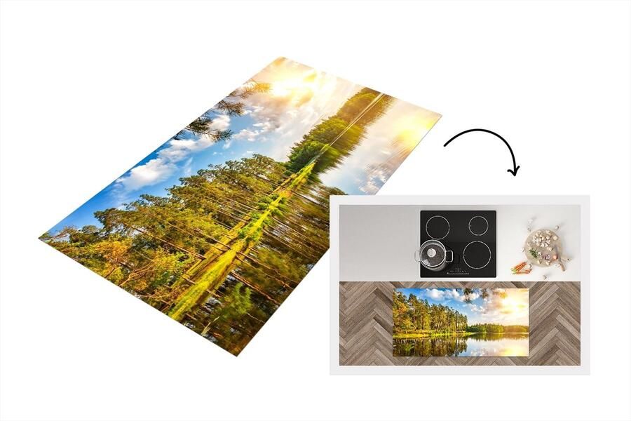 KitchenYeah Keukenloper Loper keuken Bomen Water Zon 120x60 cm Keukenloper vinyl