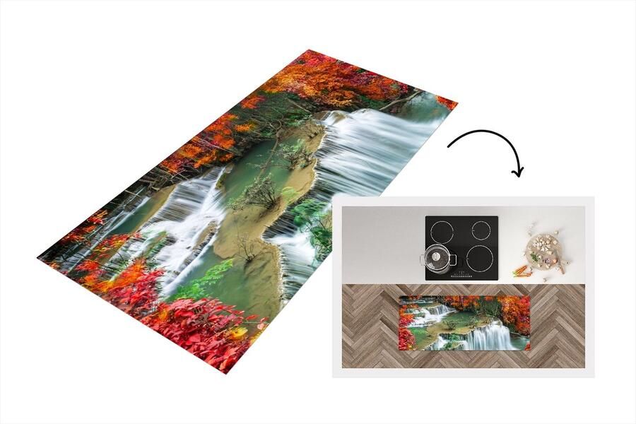KitchenYeah Keukenloper Loper keuken Bomen Waterval Herfst Natuur 120x50 cm Keukenloper vinyl