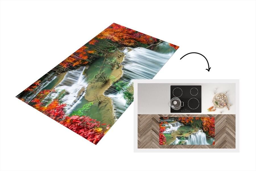 KitchenYeah Keukenloper Loper keuken Bomen Waterval Herfst Natuur 120x60 cm Keukenloper vinyl