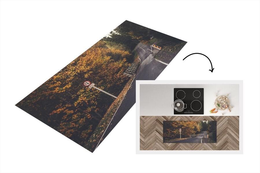 KitchenYeah Keukenloper Loper keuken Bomen Weg Herfst 120x50 cm Keukenloper vinyl