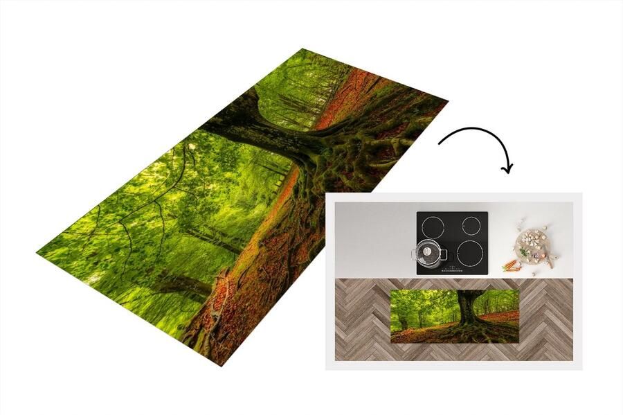 KitchenYeah Keukenloper Loper keuken Boom Bos Herfstbladeren 120x50 cm Keukenloper vinyl