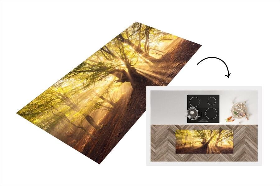 KitchenYeah Keukenloper Loper keuken Boom Bos Zon 120x50 cm Keukenloper vinyl