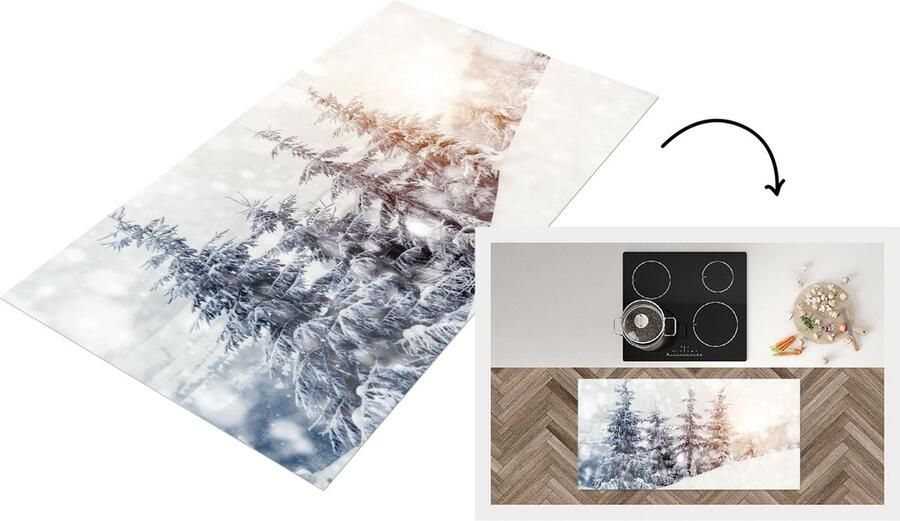 KitchenYeah Keukenloper Loper keuken Boom Sneeuw Winter 120x60 cm Keukenloper vinyl