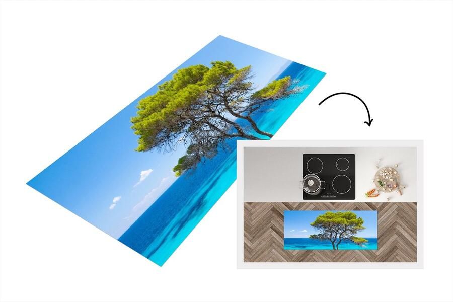 KitchenYeah Keukenloper Loper keuken Boom Zee Tropisch Zomer 120x50 cm Keukenloper vinyl