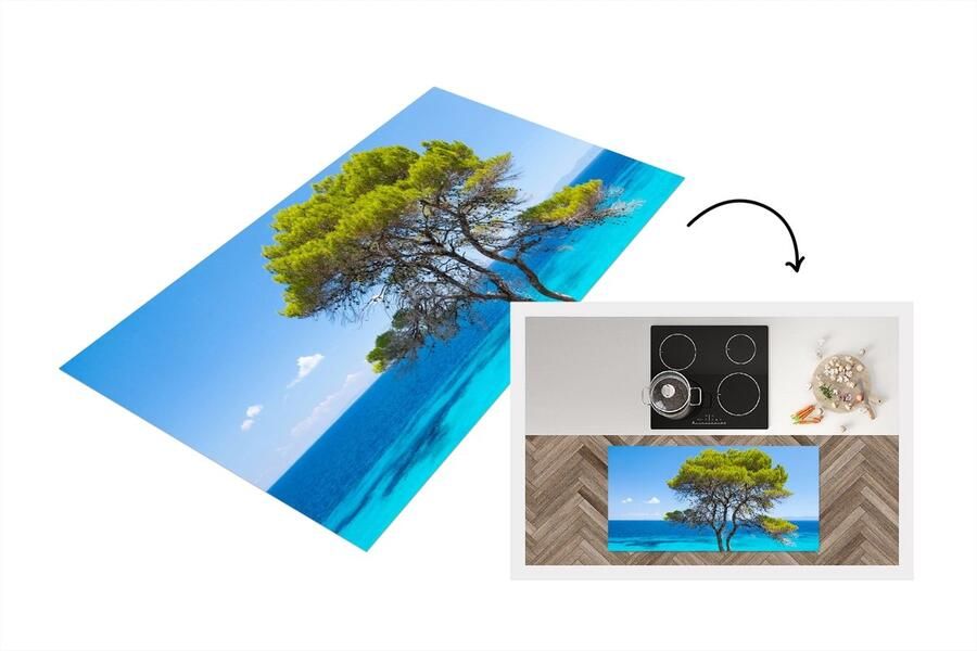 KitchenYeah Keukenloper Loper keuken Boom Zee Tropisch Zomer 120x60 cm Keukenloper vinyl