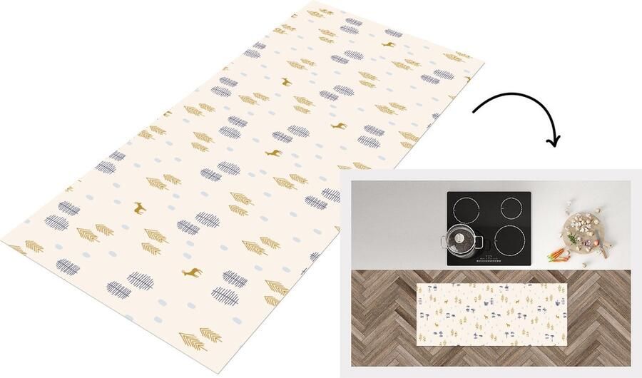 KitchenYeah Keukenloper Loper keuken Bos Abstract Winter Patronen 120x50 cm Keukenloper vinyl
