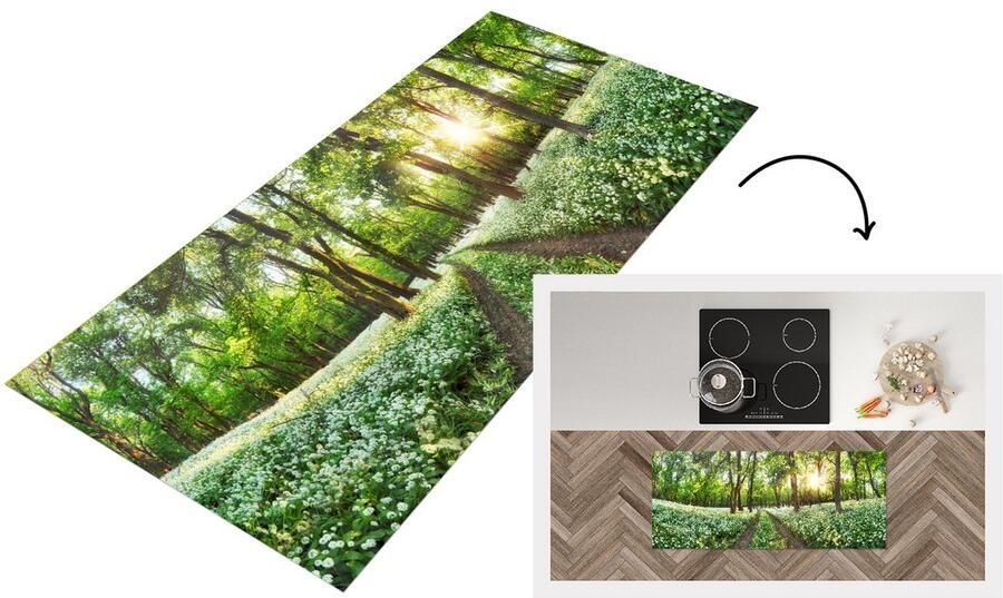 KitchenYeah Keukenloper Loper keuken Bos Bloemen Lente 120x50 cm Keukenloper vinyl