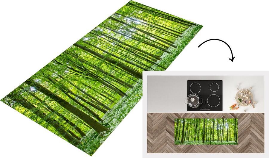 KitchenYeah Keukenloper Loper keuken Bos Bomen Groen 120x50 cm Keukenloper vinyl