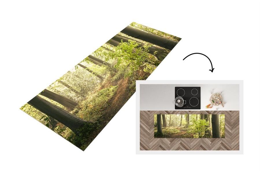 KitchenYeah Keukenloper Loper keuken Bos Boom Pad 150x50 cm Keukenloper vinyl