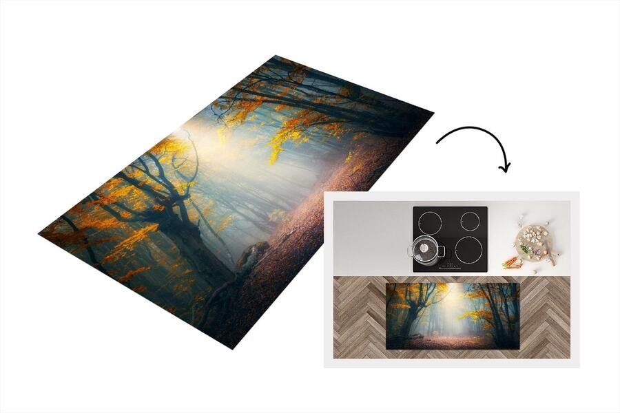 KitchenYeah Keukenloper Loper keuken Bos Mist Herfst 120x60 cm Keukenloper vinyl