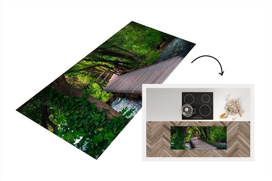 KitchenYeah Keukenloper Loper keuken Bos Natuur Brug 120x50 cm Keukenloper vinyl