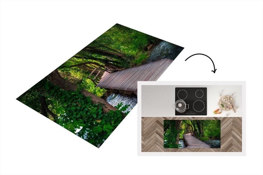 KitchenYeah Keukenloper Loper keuken Bos Natuur Brug 120x60 cm Keukenloper vinyl