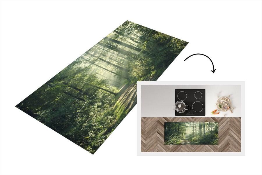 KitchenYeah Keukenloper Loper keuken Bos Pad Zon 120x50 cm Keukenloper vinyl