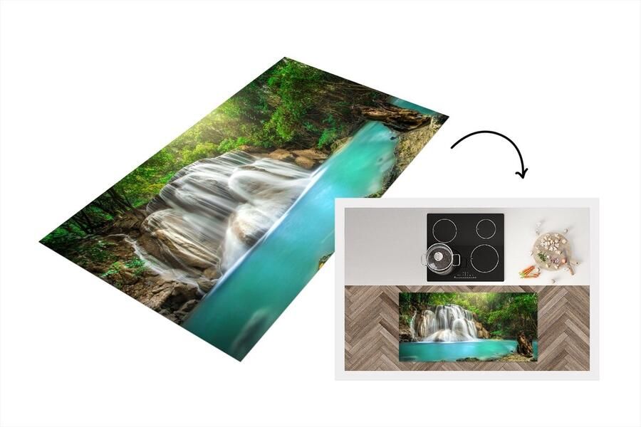 KitchenYeah Keukenloper Loper keuken Bos Waterval Natuur 120x60 cm Keukenloper vinyl