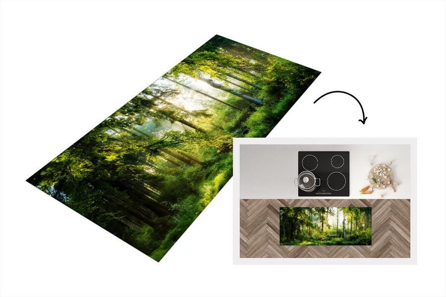 KitchenYeah Keukenloper Loper keuken Bos Zon Bomen 120x50 cm Keukenloper vinyl