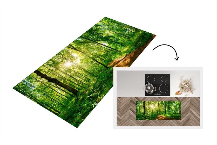 KitchenYeah Keukenloper Loper keuken Bos Zon Boom 120x50 cm Keukenloper vinyl