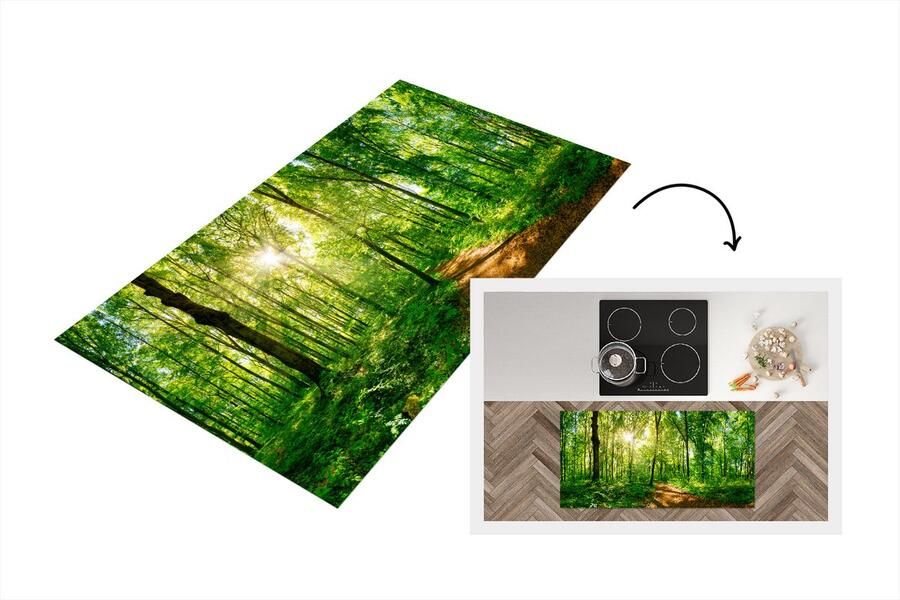 KitchenYeah Keukenloper Loper keuken Bos Zon Boom 120x60 cm Keukenloper vinyl