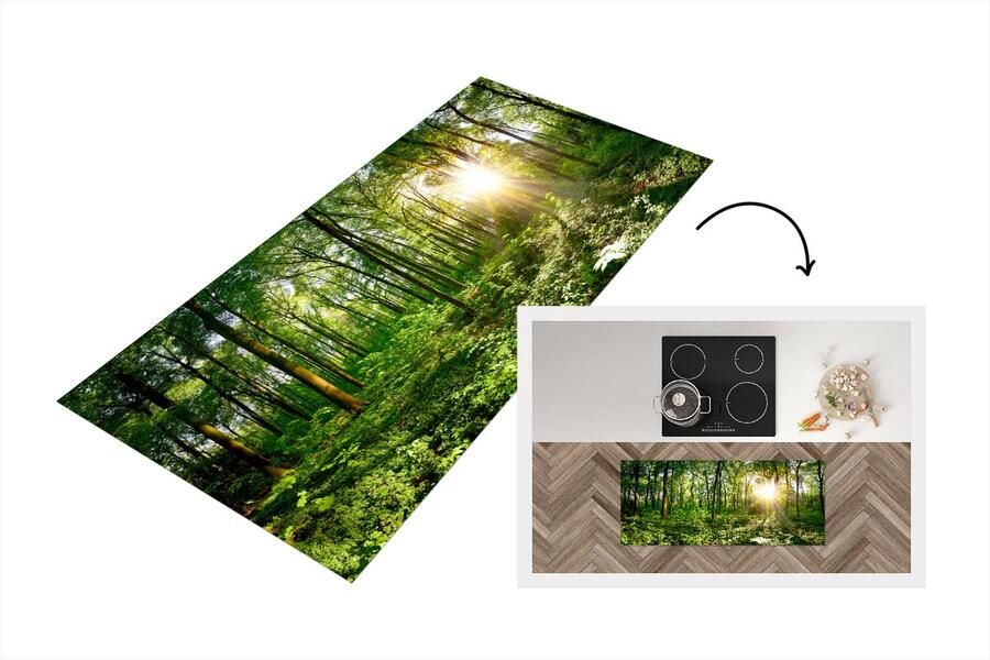 KitchenYeah Keukenloper Loper keuken Bos Zon Lente 120x50 cm Keukenloper vinyl