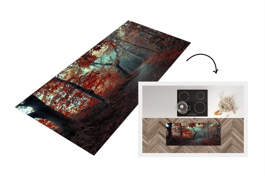 KitchenYeah Keukenloper Loper keuken Bospad Bomen Pad door Bos Herfst 120x50 cm Keukenloper vinyl