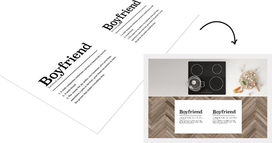 KitchenYeah Keukenloper Loper keuken Boyfriend Woordenboek Quotes Spreuken Vriend definitie 120x60 cm Keukenloper vinyl