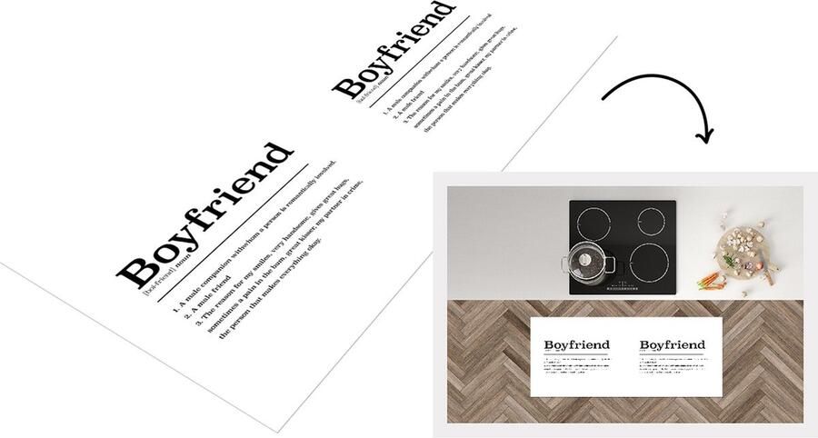 KitchenYeah Keukenloper Loper keuken Boyfriend Woordenboek Quotes Spreuken Vriend definitie 120x50 cm Keukenloper vinyl