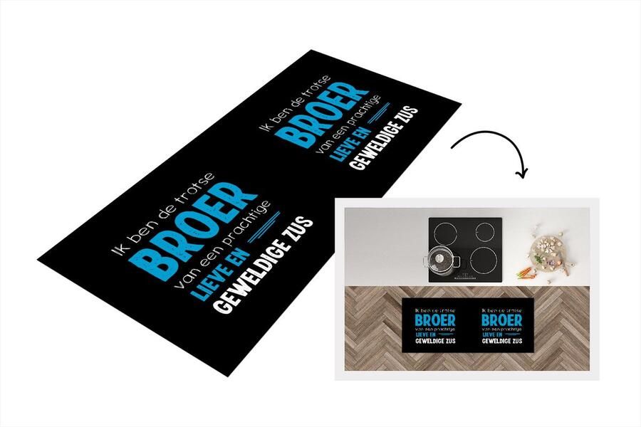 KitchenYeah Keukenloper Loper keuken Broer Zus Ik ben de broer Quotes Spreuken 120x50 cm Keukenloper vinyl