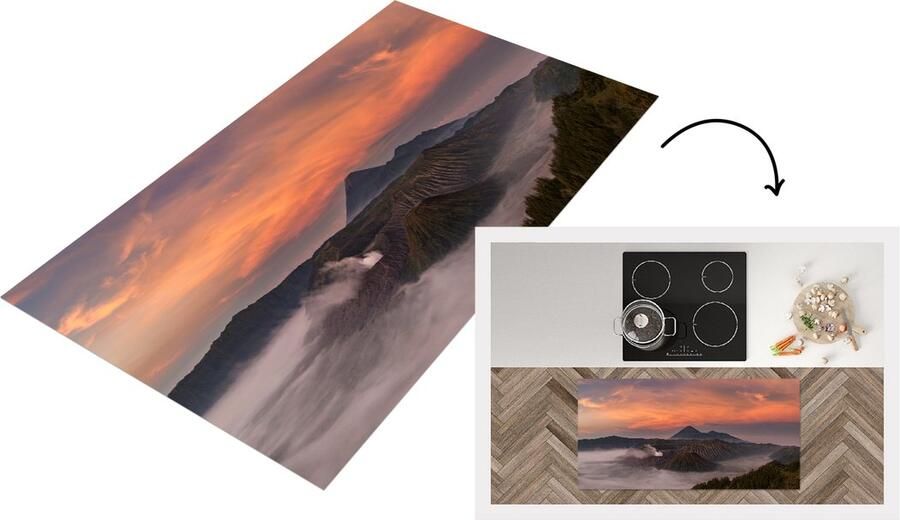 KitchenYeah Keukenloper Loper keuken Bromo bij zonsondergang 120x60 cm Keukenloper vinyl