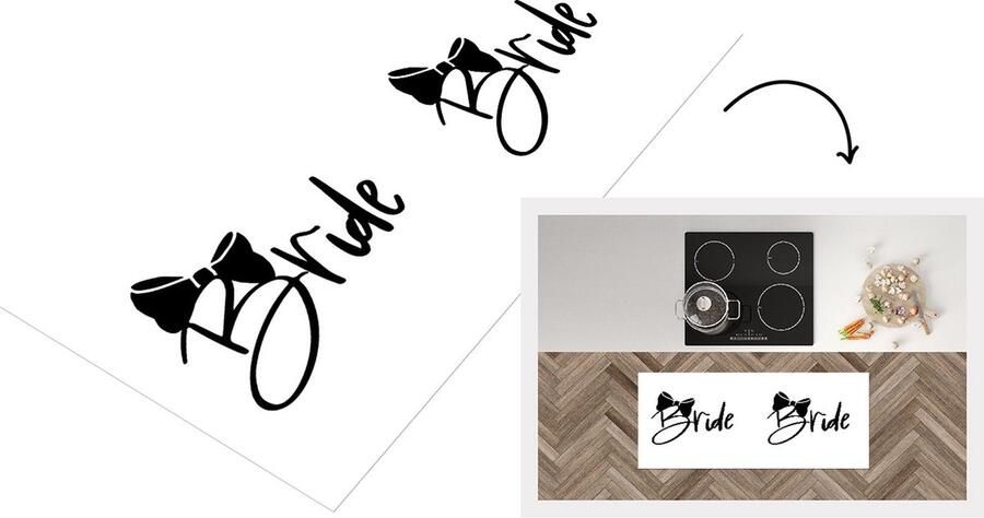 KitchenYeah Keukenloper Loper keuken Bruid Quotes 'Bride' Spreuken 120x50 cm Keukenloper vinyl