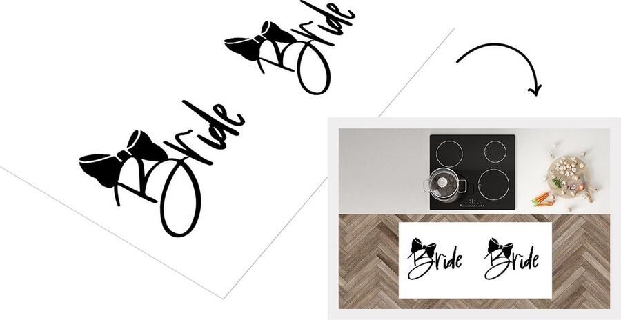 KitchenYeah Keukenloper Loper keuken Bruid Quotes 'Bride' Spreuken 120x60 cm Keukenloper vinyl