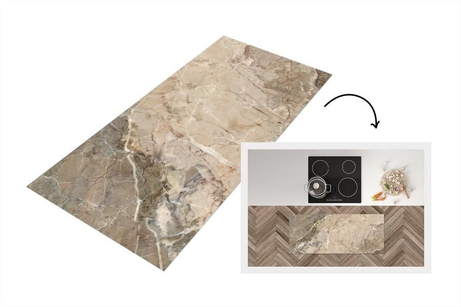 KitchenYeah Keukenloper Loper keuken Bruin Grijs Steen Graniet 120x50 cm Keukenloper vinyl