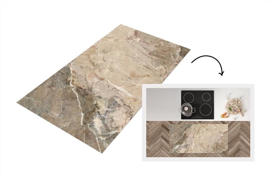 KitchenYeah Keukenloper Loper keuken Bruin Grijs Steen Graniet 120x60 cm Keukenloper vinyl