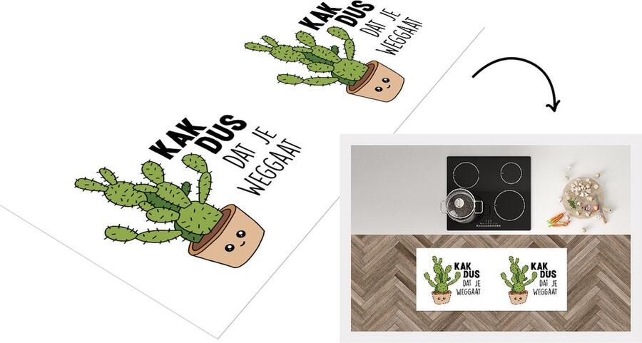 KitchenYeah Keukenloper Loper keuken Cactus Afscheid collega Quote 120x50 cm Keukenloper vinyl
