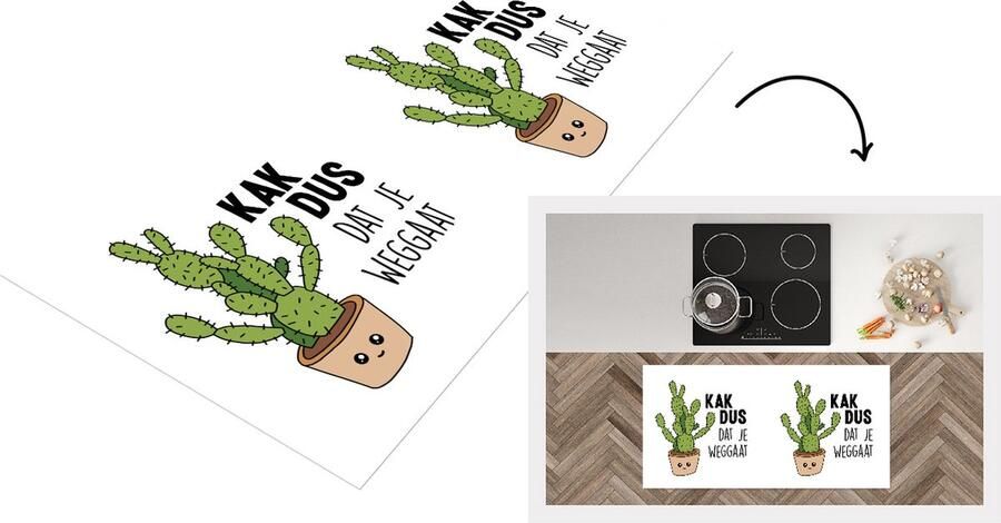 KitchenYeah Keukenloper Loper keuken Cactus Afscheid collega Quote 120x60 cm Keukenloper vinyl