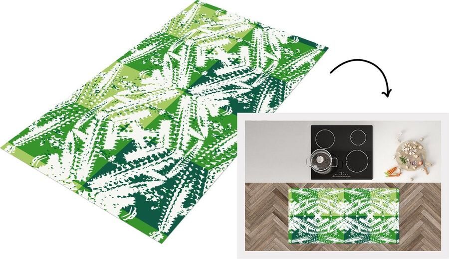 KitchenYeah Keukenloper Loper keuken Cactus Planten Patroon 120x60 cm Keukenloper vinyl