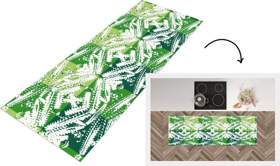 KitchenYeah Keukenloper Loper keuken Cactus Planten Patroon 180x60 cm Keukenloper vinyl