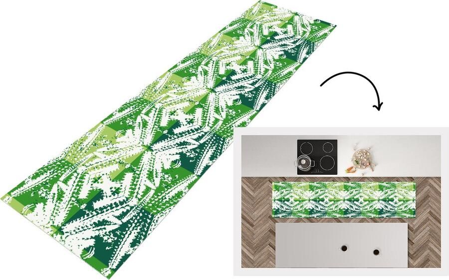 KitchenYeah Keukenloper Loper keuken Cactus Planten Patroon 240x60 cm Keukenloper vinyl