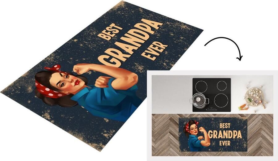 KitchenYeah Keukenloper Loper keuken Cadeau opa Vaderdag Spreuken Best grandpa ever Quote 120x60 cm Keukenloper vinyl
