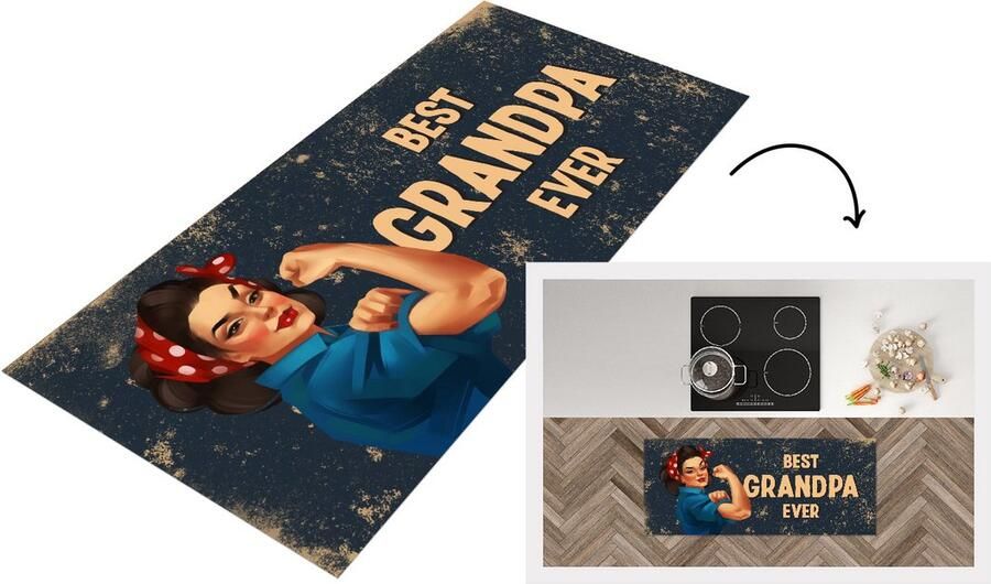 KitchenYeah Keukenloper Loper keuken Cadeau opa Vaderdag Spreuken Best grandpa ever Quote 120x50 cm Keukenloper vinyl