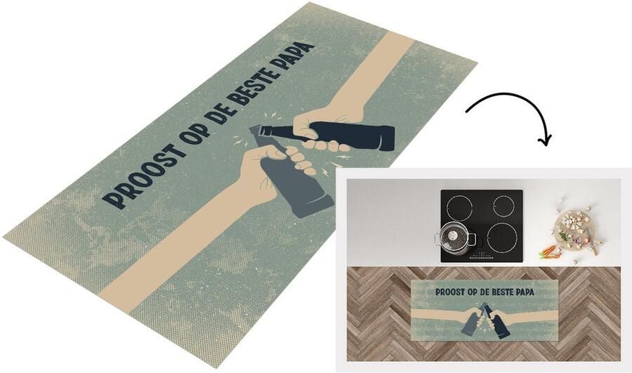 KitchenYeah Keukenloper Loper keuken Cadeau papa Vaderdag Proost op de beste papa Quote Spreuken 120x50 cm Keukenloper vinyl