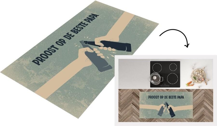 KitchenYeah Keukenloper Loper keuken Cadeau papa Vaderdag Proost op de beste papa Quote Spreuken 120x60 cm Keukenloper vinyl