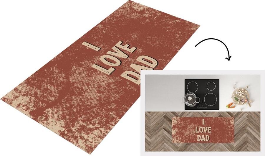 KitchenYeah Keukenloper Loper keuken Cadeautje Vaderdag Papa Spreuken I love dad Quote 120x50 cm Keukenloper vinyl