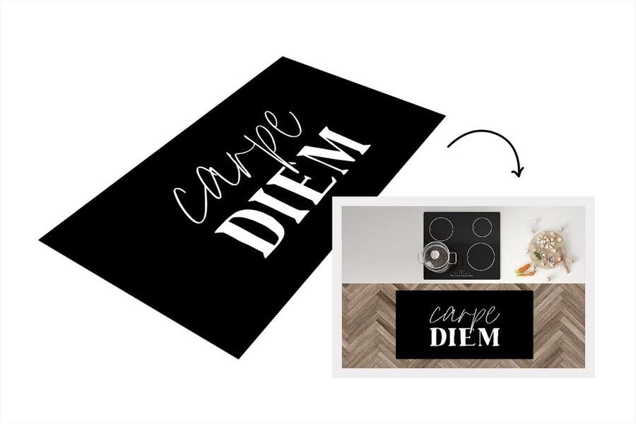 KitchenYeah Keukenloper Loper keuken Carpe diem Quotes Spreuken Pluk de dag 120x60 cm Keukenloper vinyl