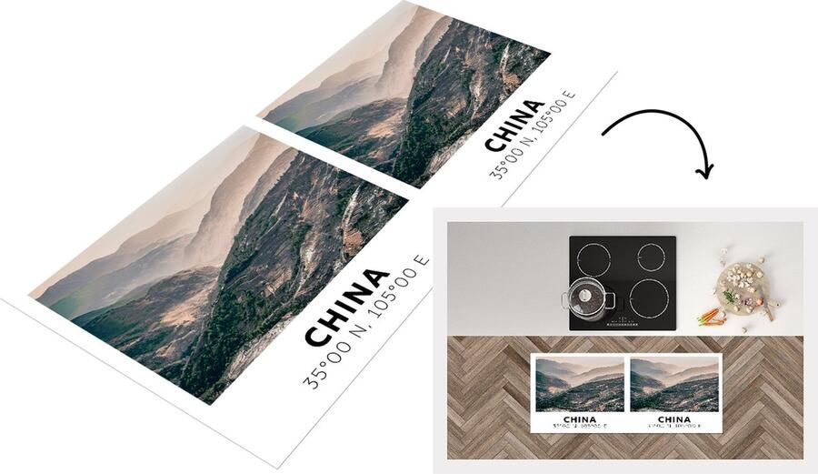 KitchenYeah Keukenloper Loper keuken China Bergen Azië Zomer 120x50 cm Keukenloper vinyl