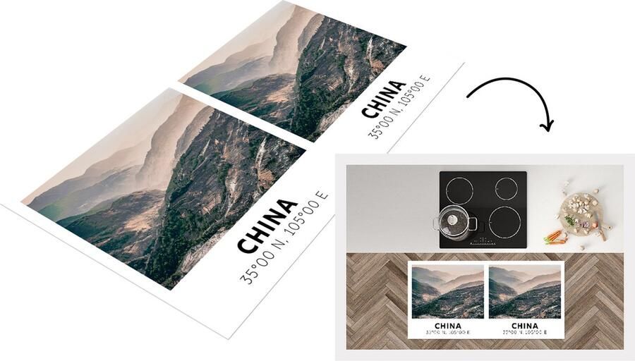 KitchenYeah Keukenloper Loper keuken China Bergen Azië Zomer 120x60 cm Keukenloper vinyl