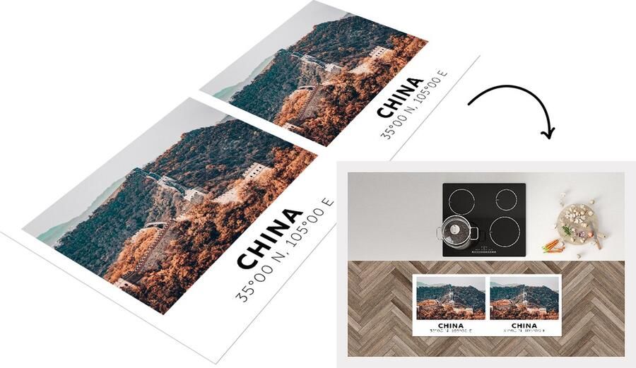 KitchenYeah Keukenloper Loper keuken Chinese Muur China Azië Herfst 120x50 cm Keukenloper vinyl