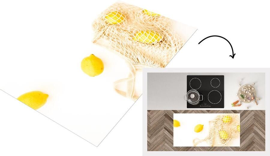 KitchenYeah Keukenloper Loper keuken Citroen Tas Wit 120x60 cm Keukenloper vinyl