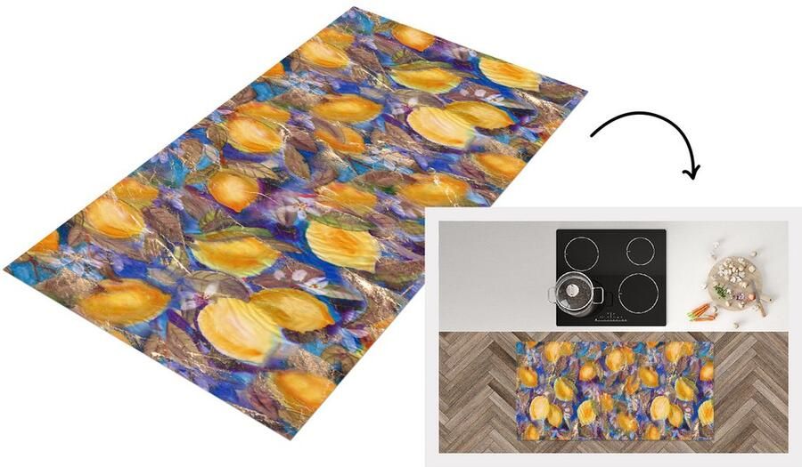 KitchenYeah Keukenloper Loper keuken Citroen Vintage Jungle Patronen 120x60 cm Keukenloper vinyl